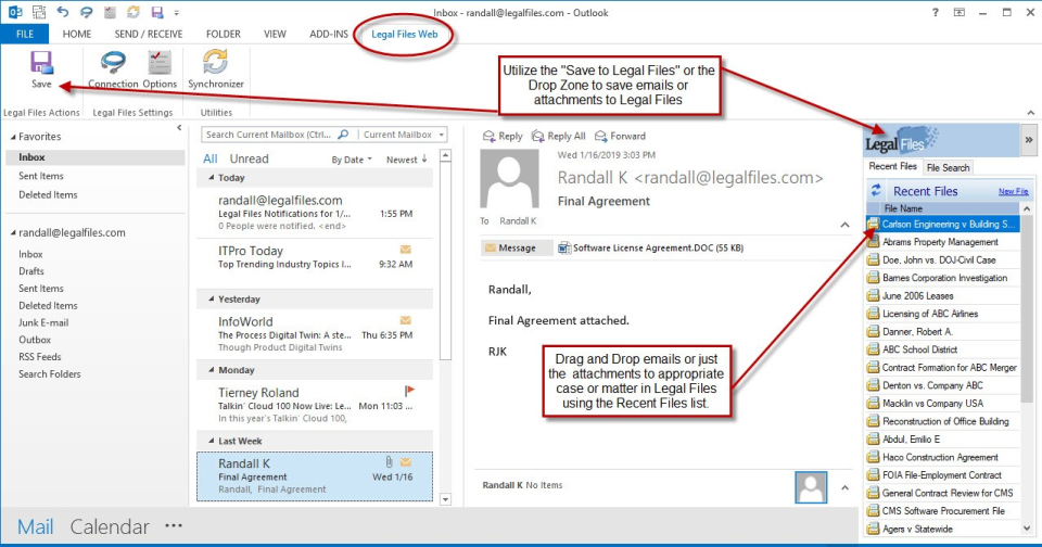 screenshot of Legal Files